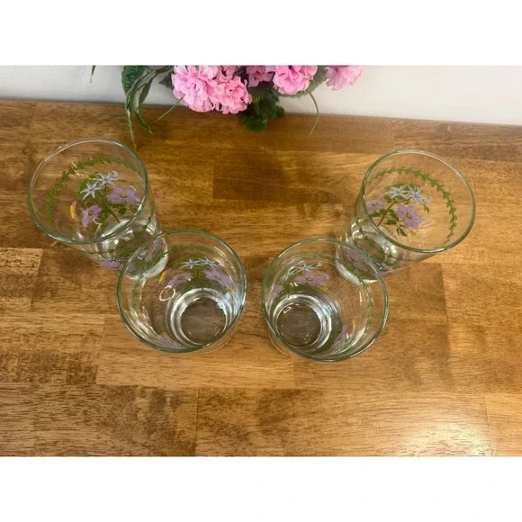 Vintage Portmeirion Botanic Garden Clematis Florida‎ Highball Glasses Set - Picture 4 of 7